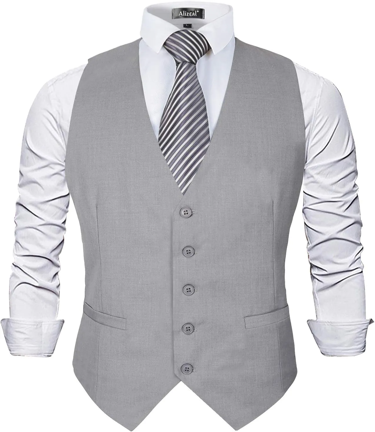 Alizeal Mens Classic Solid Color Business Suit Vest Regular Fit Tuxedo Waistcoat for Wedding