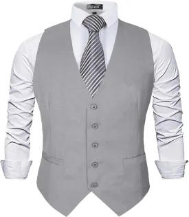 Alizeal Mens Classic Solid Color Business Suit Vest Regular Fit Tuxedo Waistcoat for Wedding