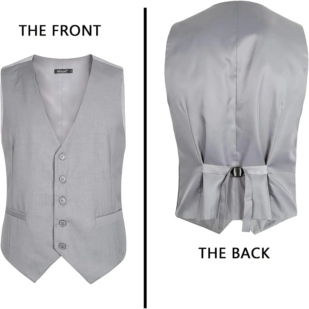 Alizeal Mens Classic Solid Color Business Suit Vest Regular Fit Tuxedo Waistcoat for Wedding