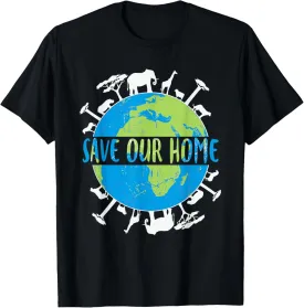 Animals Wildlife Conservation Save Our Home Earth Day T-Shirt