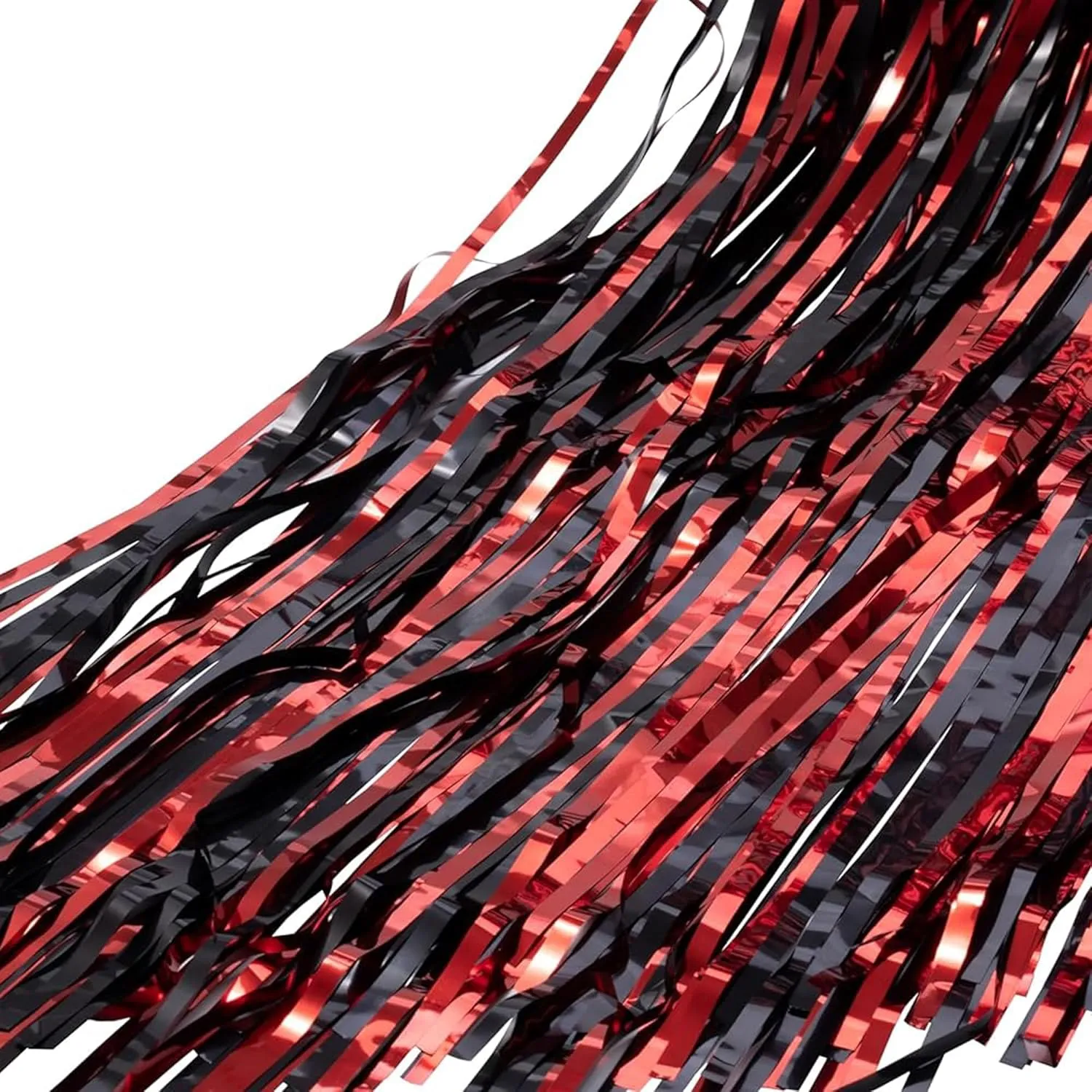 BRAVESHINE Tinsel Photo Backdrop Curtains - 2 Pack 3.2x8.2ft Black Red Foil Fringe Streamer Curtain for Halloweens, Lantern, Pumpkin, Home, Indoor or Outdoor Party Supplies Decorations