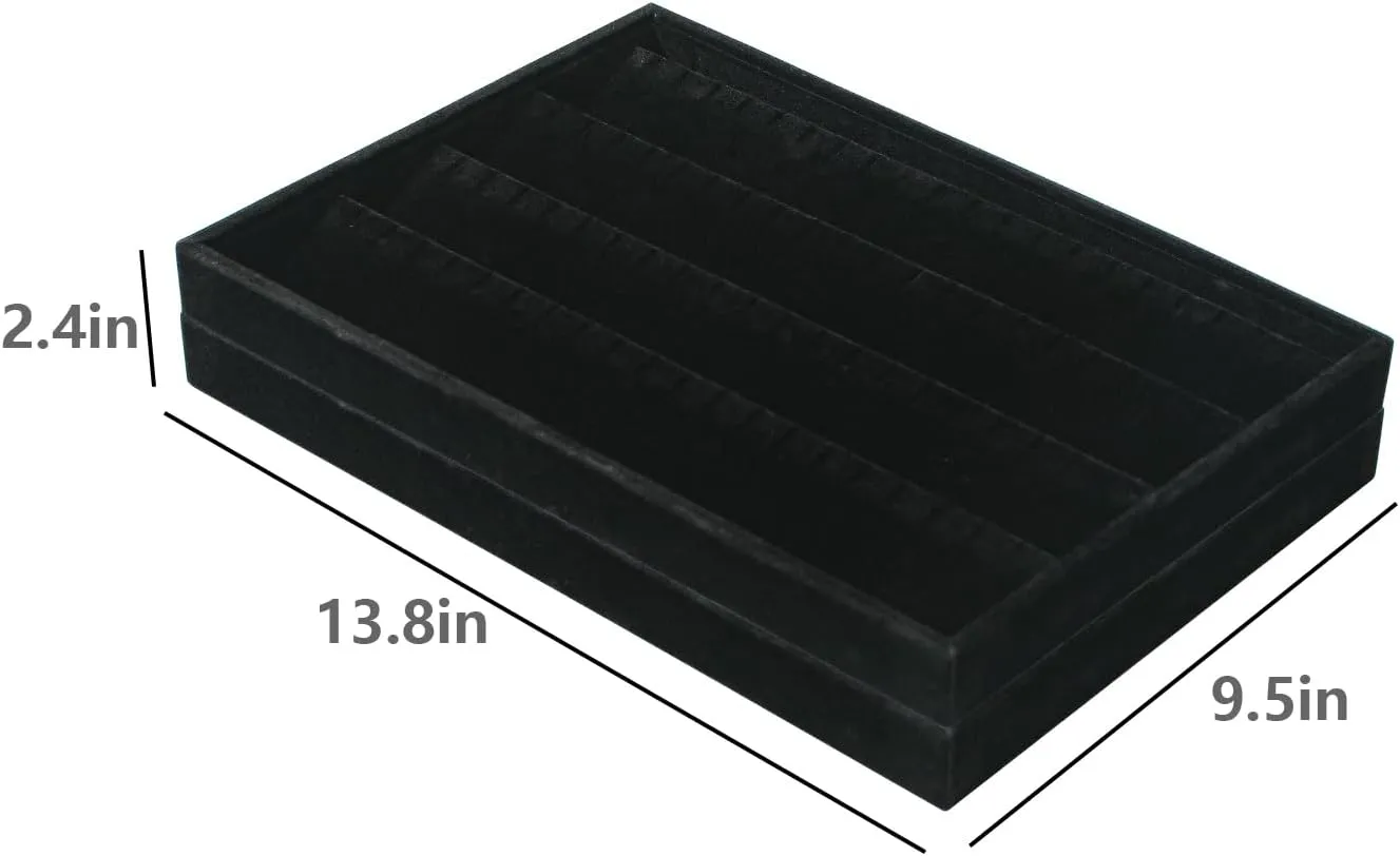 Coward 2PC Black Velvet Stackable Earring Tray Drawer Jewelry Holder Organizer Box Storage Earring Display Stand for Home Drawer or Store Selling (earring earring)