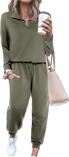 ELESOL Sweatsuits for Women Tracksuit Quarter 1/4 Zip Track Suits Set 2 Piece Outfits Casual Jogger Set
