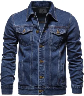 Fashion Mens Denim Trucker Jackets Slim Fit Mens Jeans Jacket Cotton Outwear Coat Long Sleeve Plus Size Male