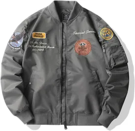 HARGLESMAN Men's Lightweight Warm Bomber Jacket with Zipper Pockets(S-3XL)