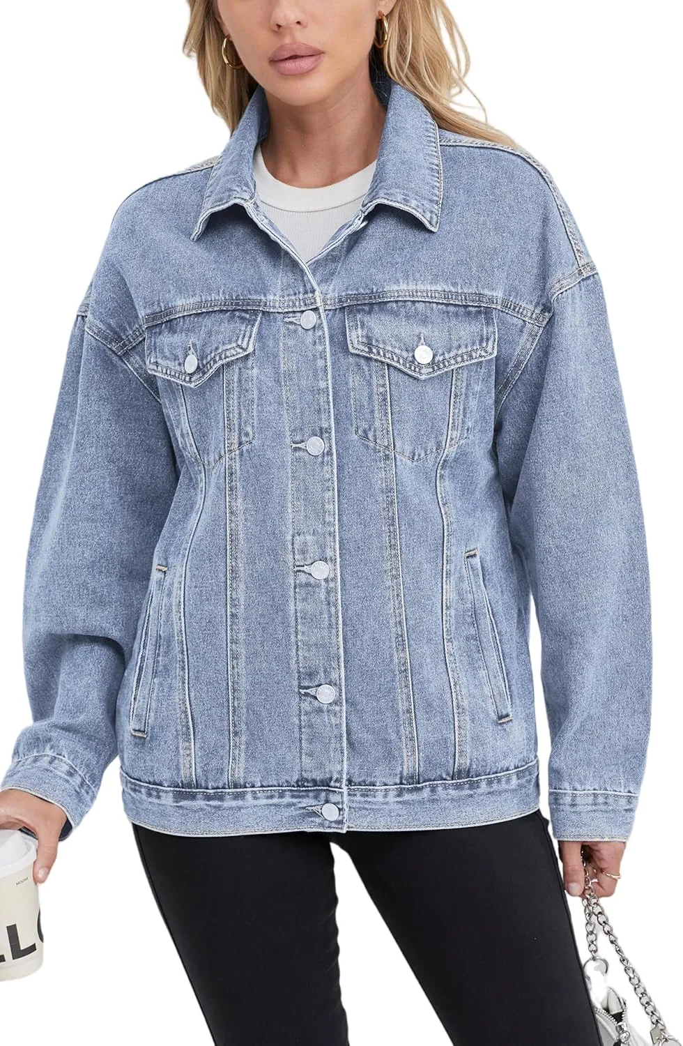 Jean Jacket for Women, Oversize Trendy Denim Jacket, Women's Loose Long Boyfriend Jean Jackets Coat