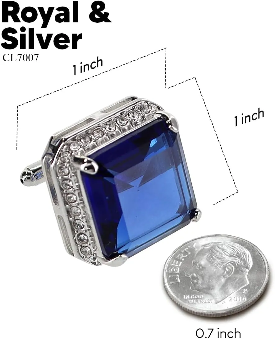 Large Big Square Crystal Color Stone Cuff Links for Men  Tuxedo Suit Accessories, Cufflinks for Men