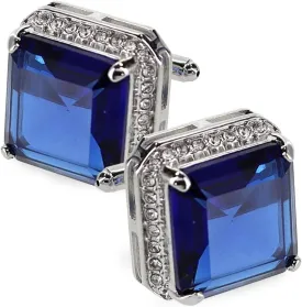 Large Big Square Crystal Color Stone Cuff Links for Men  Tuxedo Suit Accessories, Cufflinks for Men