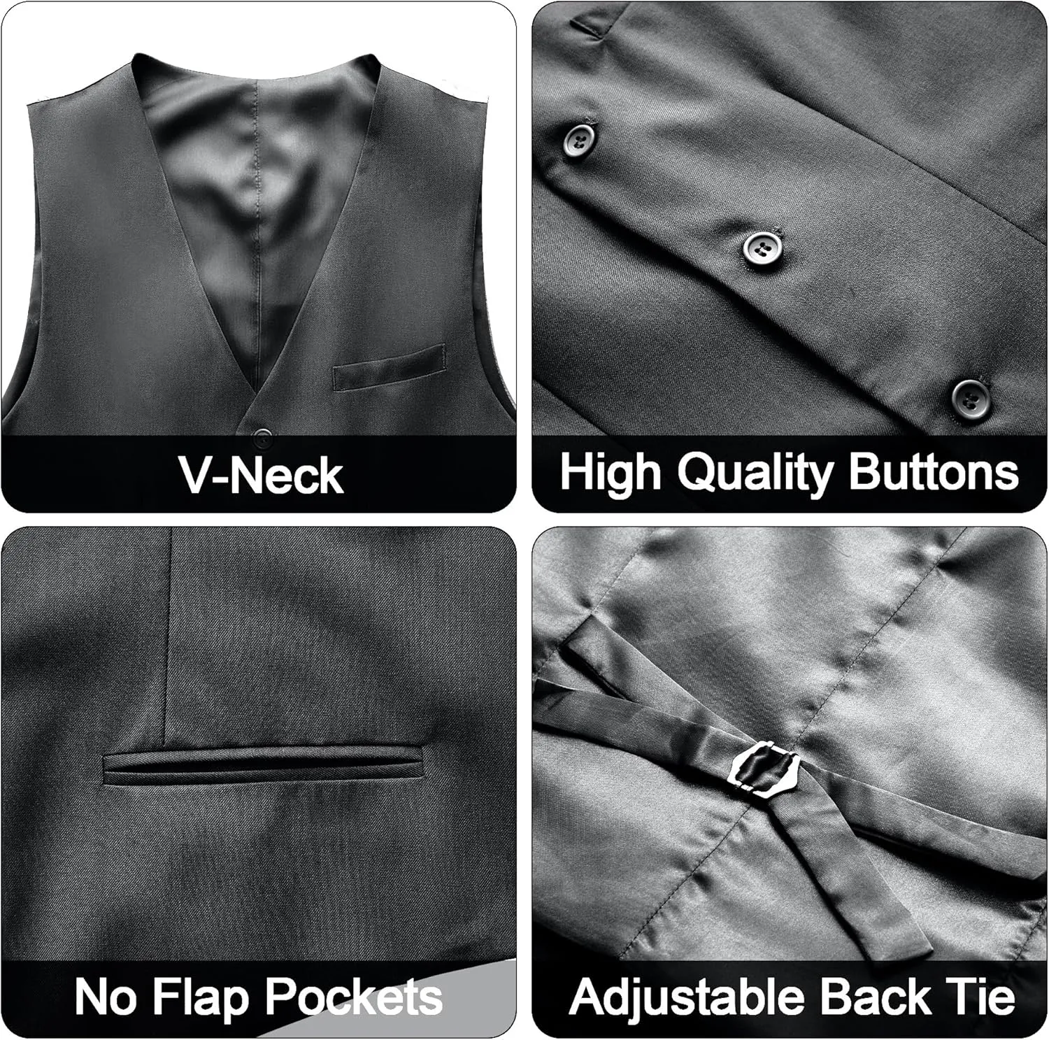 MAGE MALE Men's 3 Pieces Solid One Button Suit Elegant Slim Fit Single Breasted Party Tuxedo Blazer Vest Pants Set