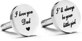 Melix Home I Love You Dad Cufflinks, I Will Always be Your Little Girl Cufflinks, Wedding Birthday for Dad from Daughter