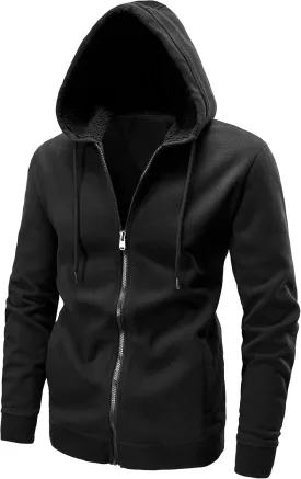 Men's Full Zip Fleece Hoodie zippered Color Block hooded slim Fit Long Sleeve Lightweight Sweatshirt