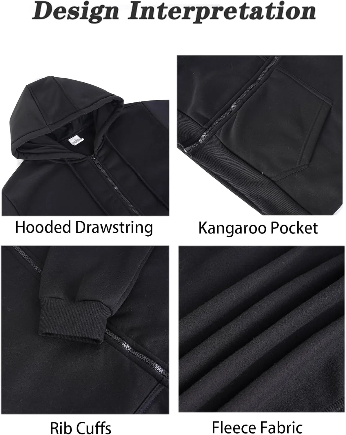 Men's Full Zip Hoodie Fleece Long Sleeve Hooded Sweatshirt Pullover Men Lightweight Athletic Hoodies