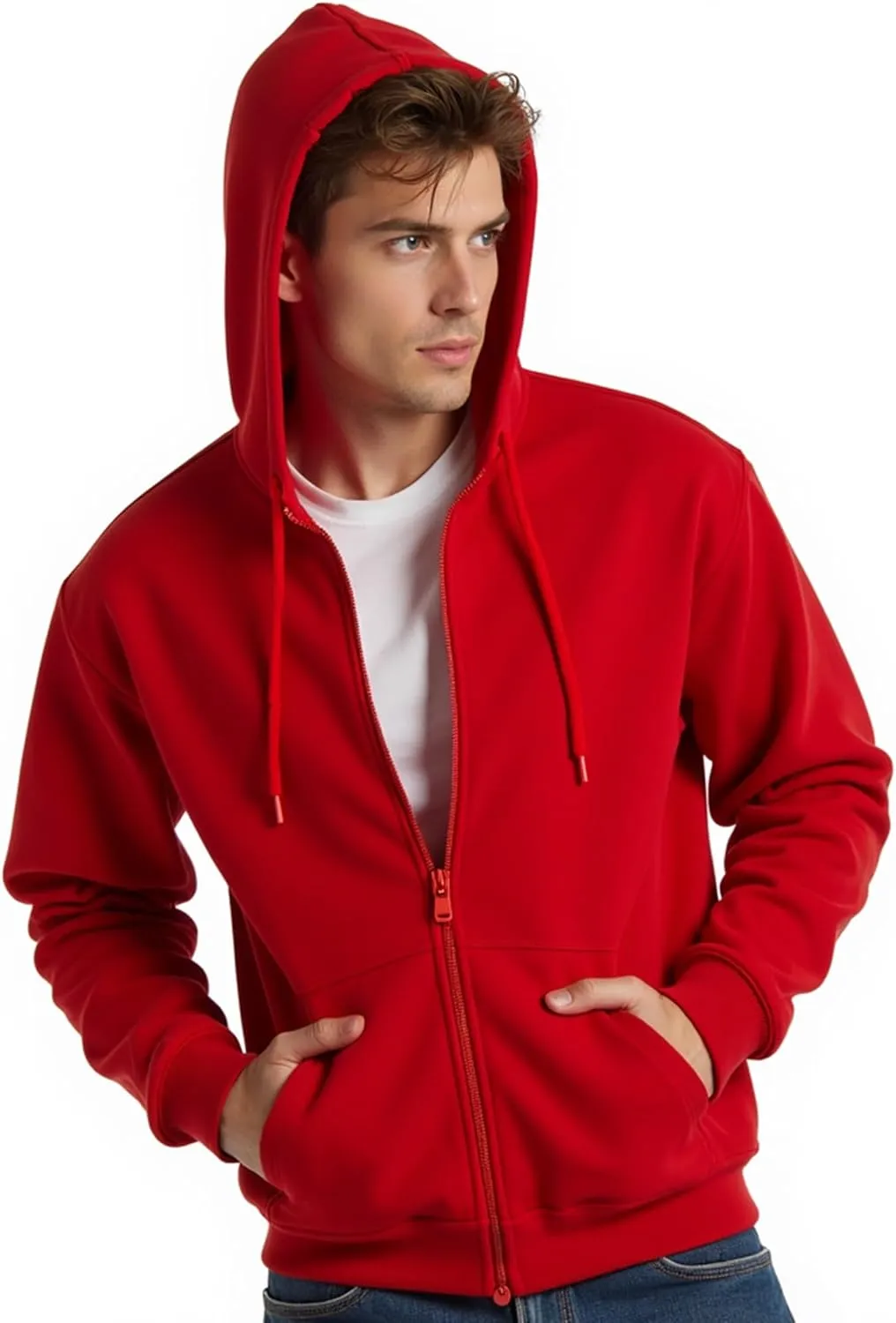 Men's Full Zip Hoodie Fleece Long Sleeve Hooded Sweatshirt Pullover Men Lightweight Athletic Hoodies
