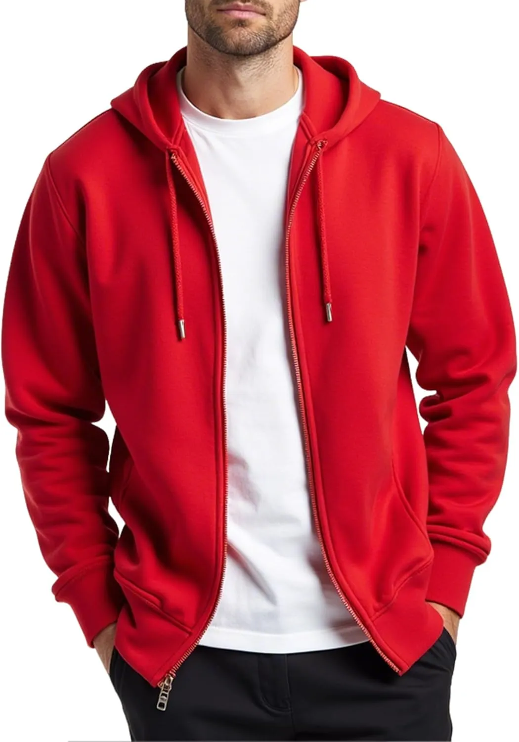Men's Full Zip Hoodie Fleece Long Sleeve Hooded Sweatshirt Pullover Men Lightweight Athletic Hoodies