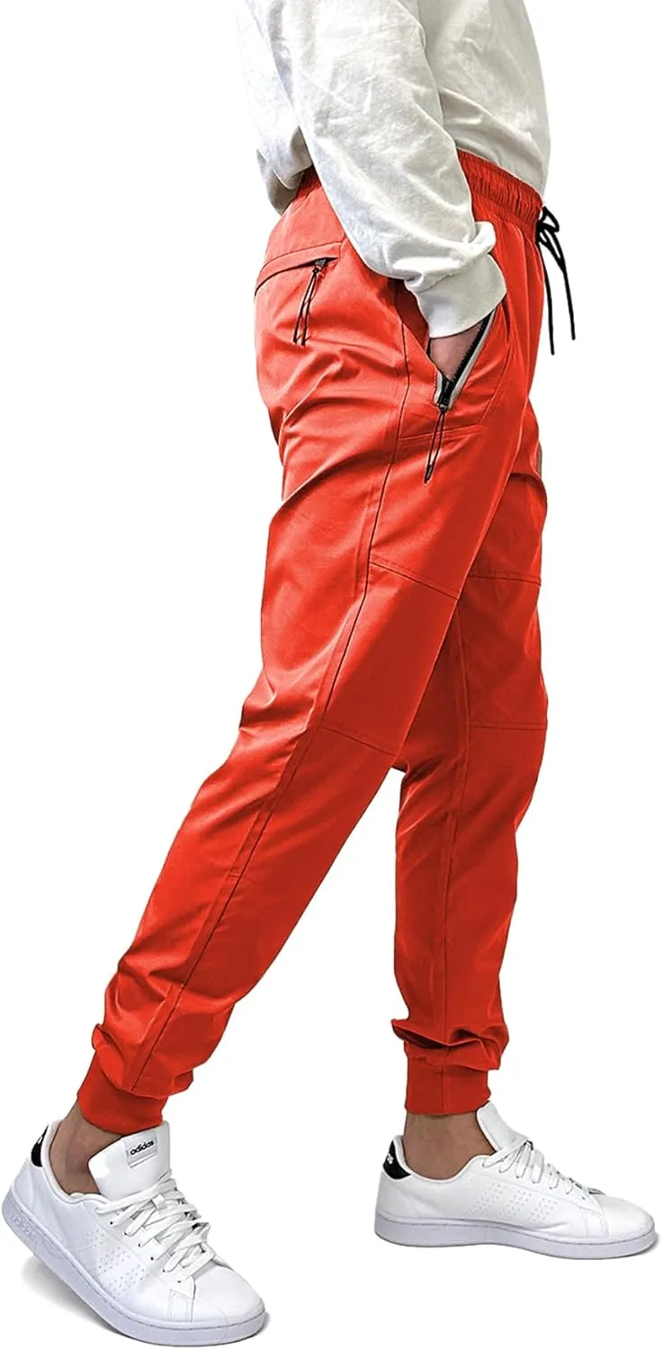 Southpole Men's Quick-Dry Water Resistant Nylon Track Jogger Pants W/Zipped Pockets