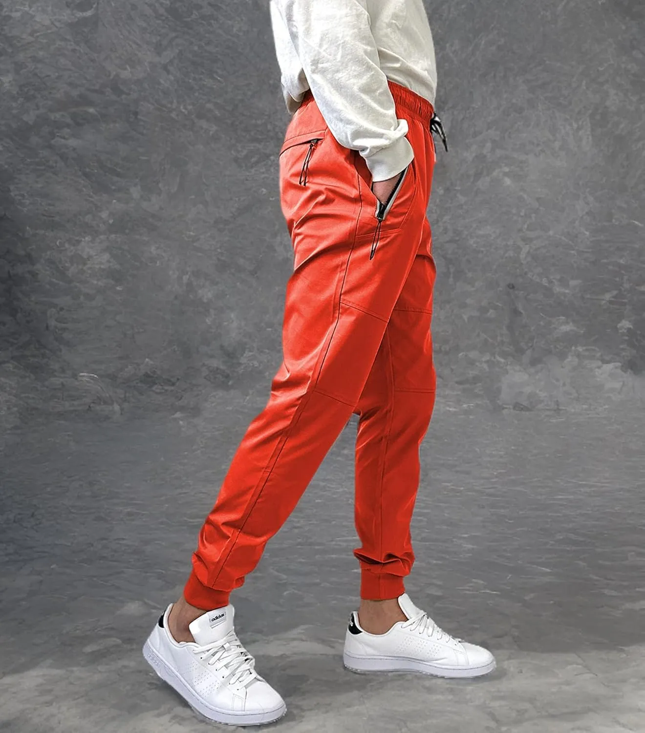 Southpole Men's Quick-Dry Water Resistant Nylon Track Jogger Pants W/Zipped Pockets