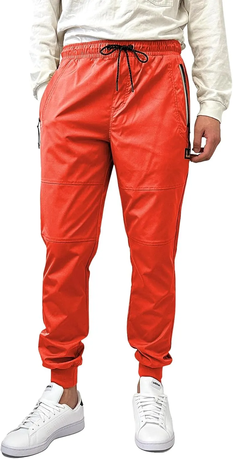 Southpole Men's Quick-Dry Water Resistant Nylon Track Jogger Pants W/Zipped Pockets