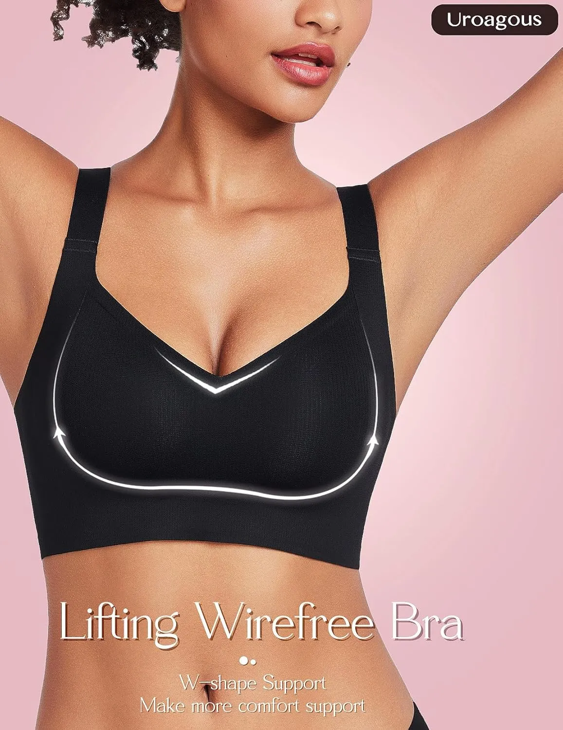 Wireless Bras for Women No Underwire Breathable V-Neck Bralettes for Women with Support Seamless T Shirt Bras