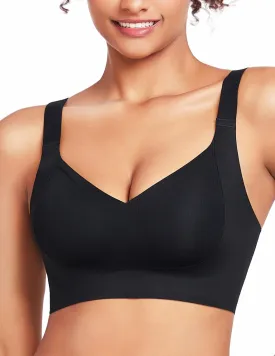 Wireless Bras for Women No Underwire Breathable V-Neck Bralettes for Women with Support Seamless T Shirt Bras
