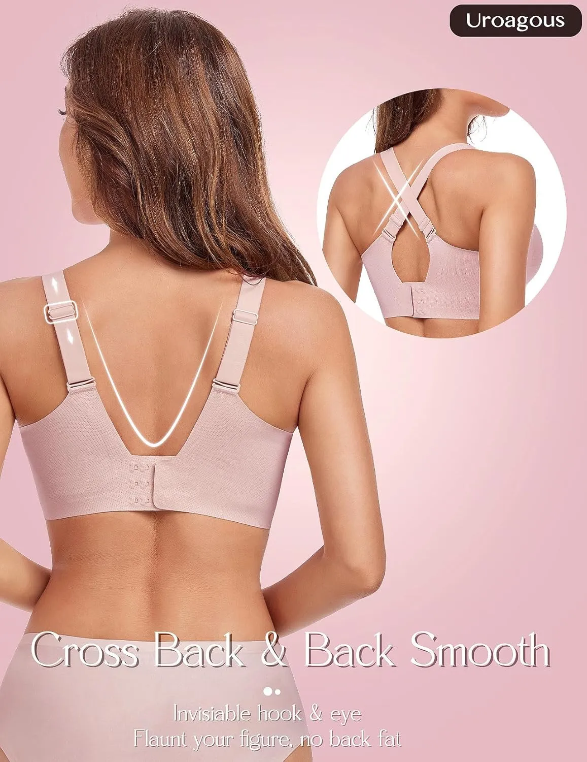 Wireless Bras for Women No Underwire Breathable V-Neck Bralettes for Women with Support Seamless T Shirt Bras