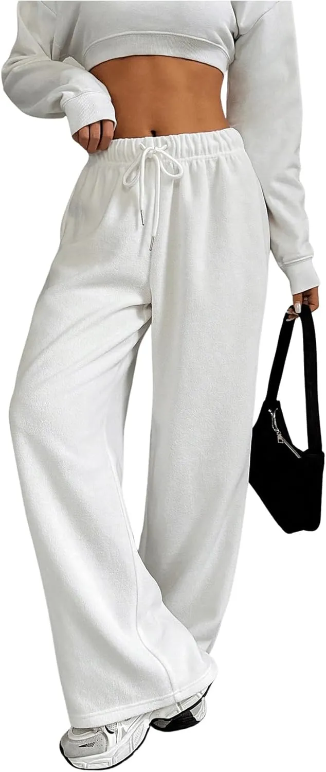 Women's Drawstring Waist Wide Leg Pants Trousers Casual Loose Sports Sweatpants