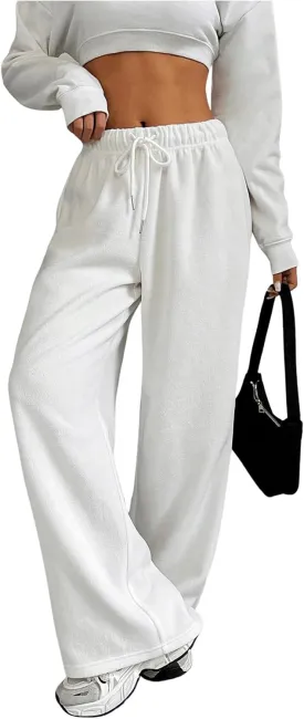 Women's Drawstring Waist Wide Leg Pants Trousers Casual Loose Sports Sweatpants