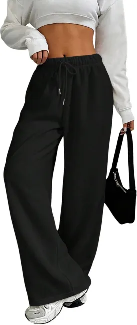 Women's Drawstring Waist Wide Leg Pants Trousers Casual Loose Sports Sweatpants