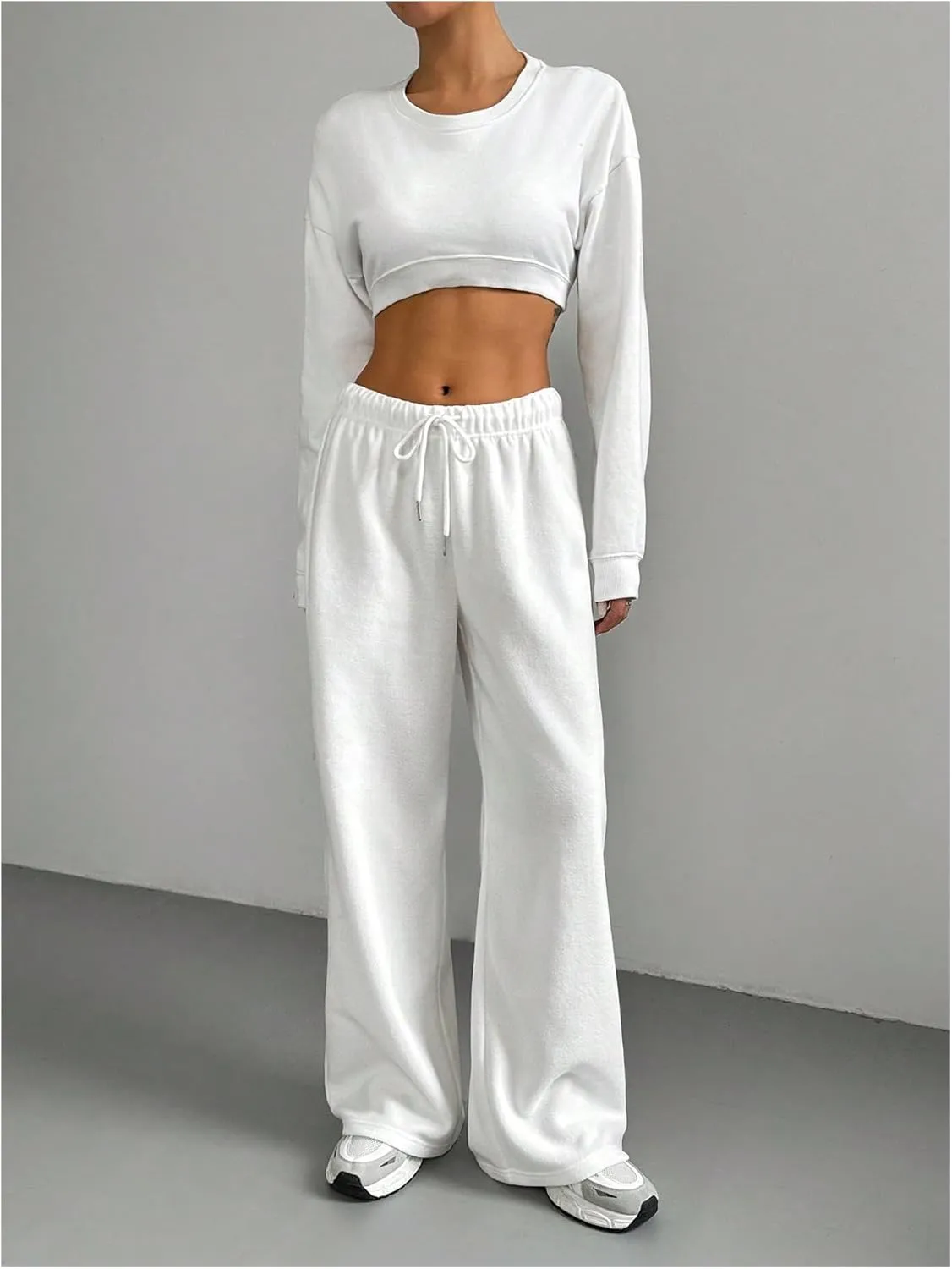 Women's Drawstring Waist Wide Leg Pants Trousers Casual Loose Sports Sweatpants