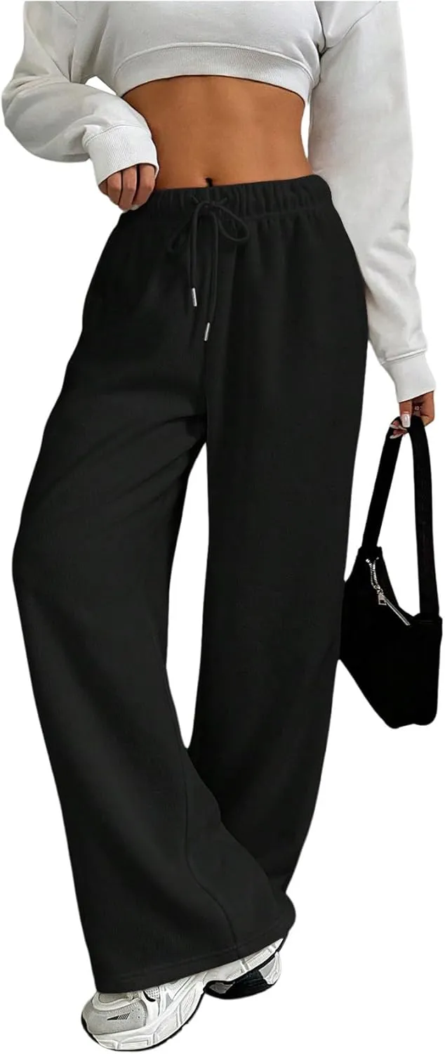 Women's Drawstring Waist Wide Leg Pants Trousers Casual Loose Sports Sweatpants