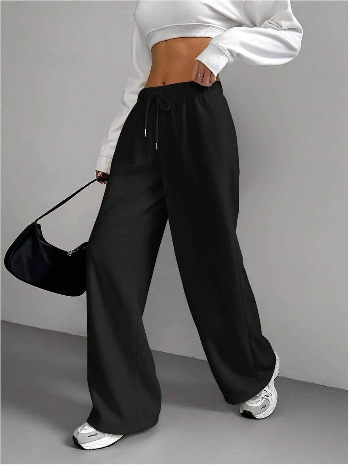 Women's Drawstring Waist Wide Leg Pants Trousers Casual Loose Sports Sweatpants