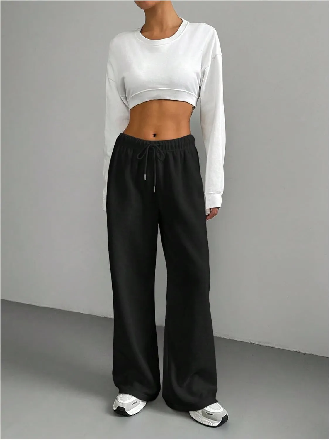 Women's Drawstring Waist Wide Leg Pants Trousers Casual Loose Sports Sweatpants