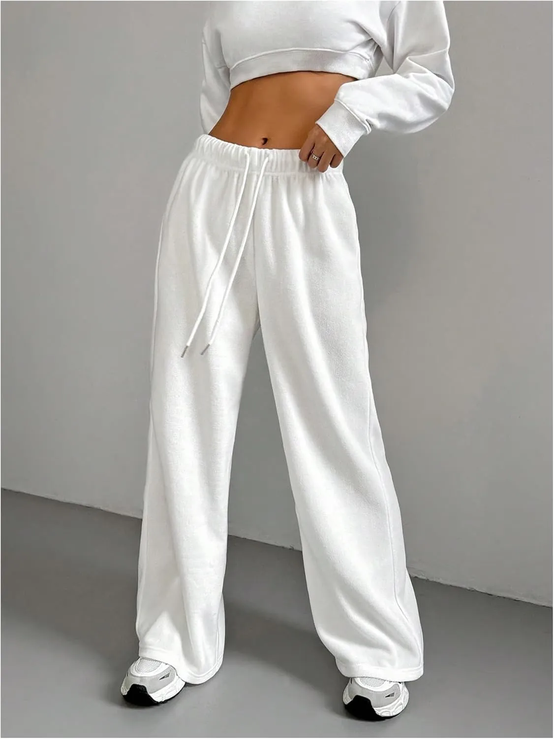 Women's Drawstring Waist Wide Leg Pants Trousers Casual Loose Sports Sweatpants