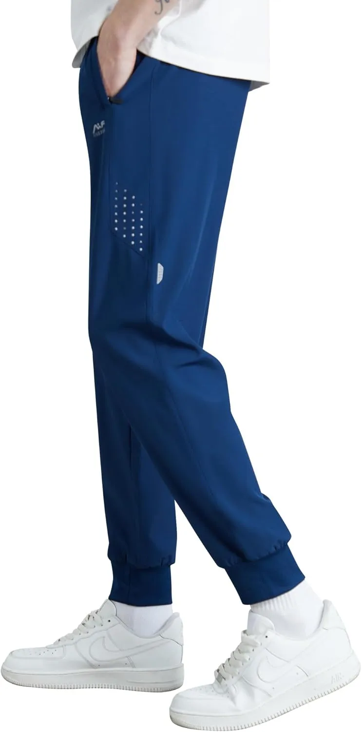 WULFUL Men's Athletic Running Joggers Workout Gym Pants Lightweight Track Casual Pant with Zipper Pockets