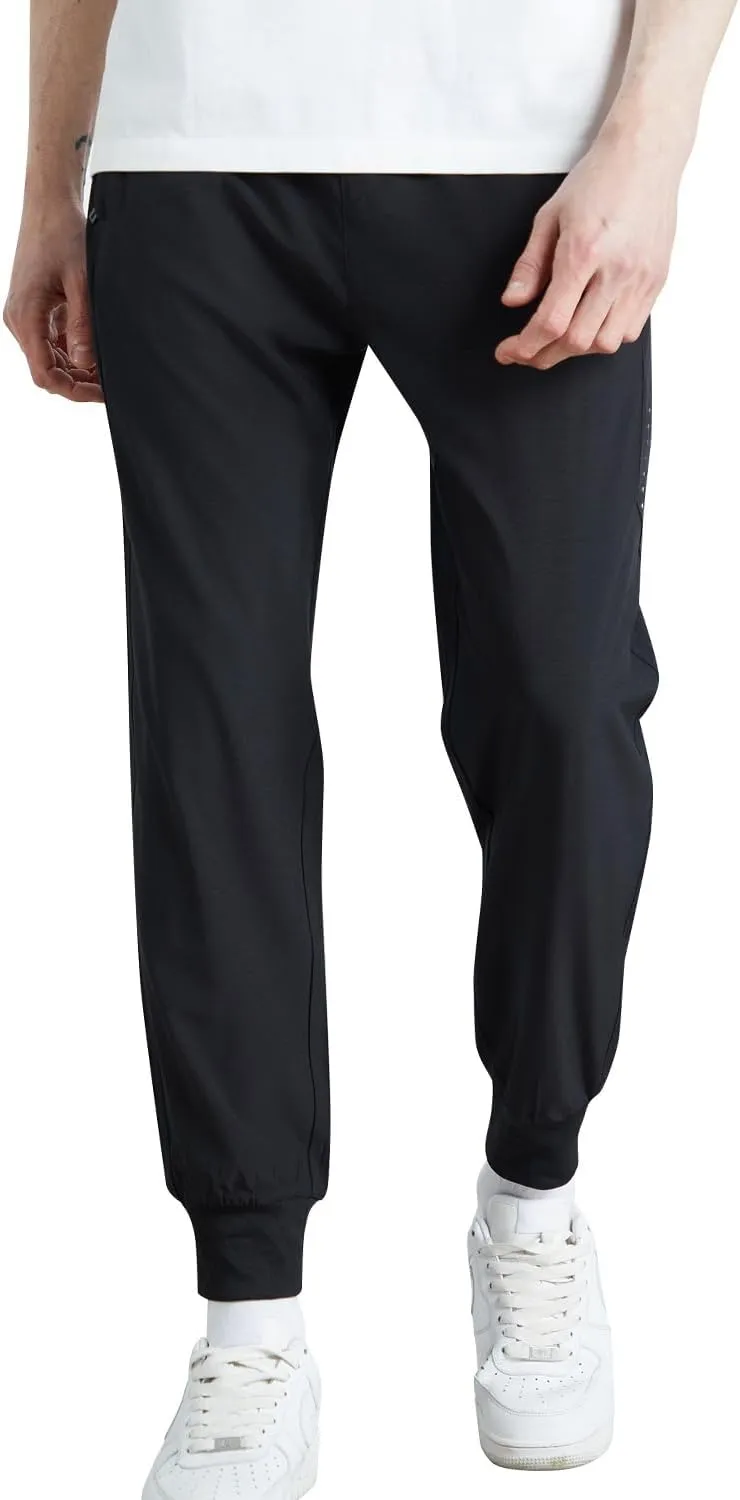 WULFUL Men's Athletic Running Joggers Workout Gym Pants Lightweight Track Casual Pant with Zipper Pockets