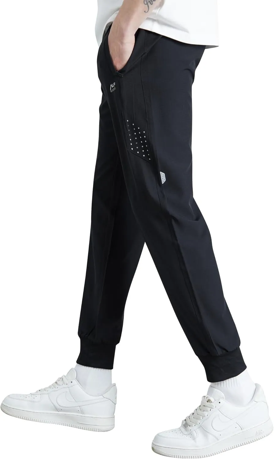 WULFUL Men's Athletic Running Joggers Workout Gym Pants Lightweight Track Casual Pant with Zipper Pockets