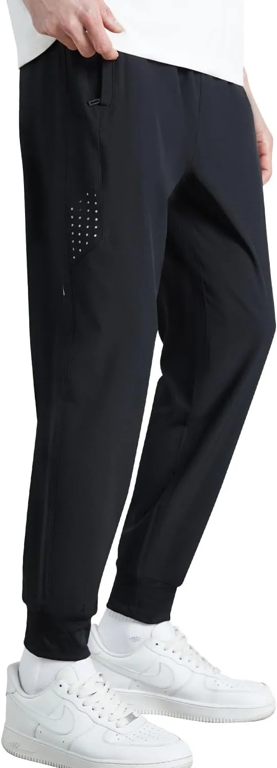 WULFUL Men's Athletic Running Joggers Workout Gym Pants Lightweight Track Casual Pant with Zipper Pockets