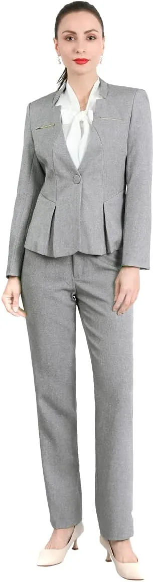 YUNCLOS Women's Elegant Business 2 Piece Office Lady Suit Set Work Blazer Pant