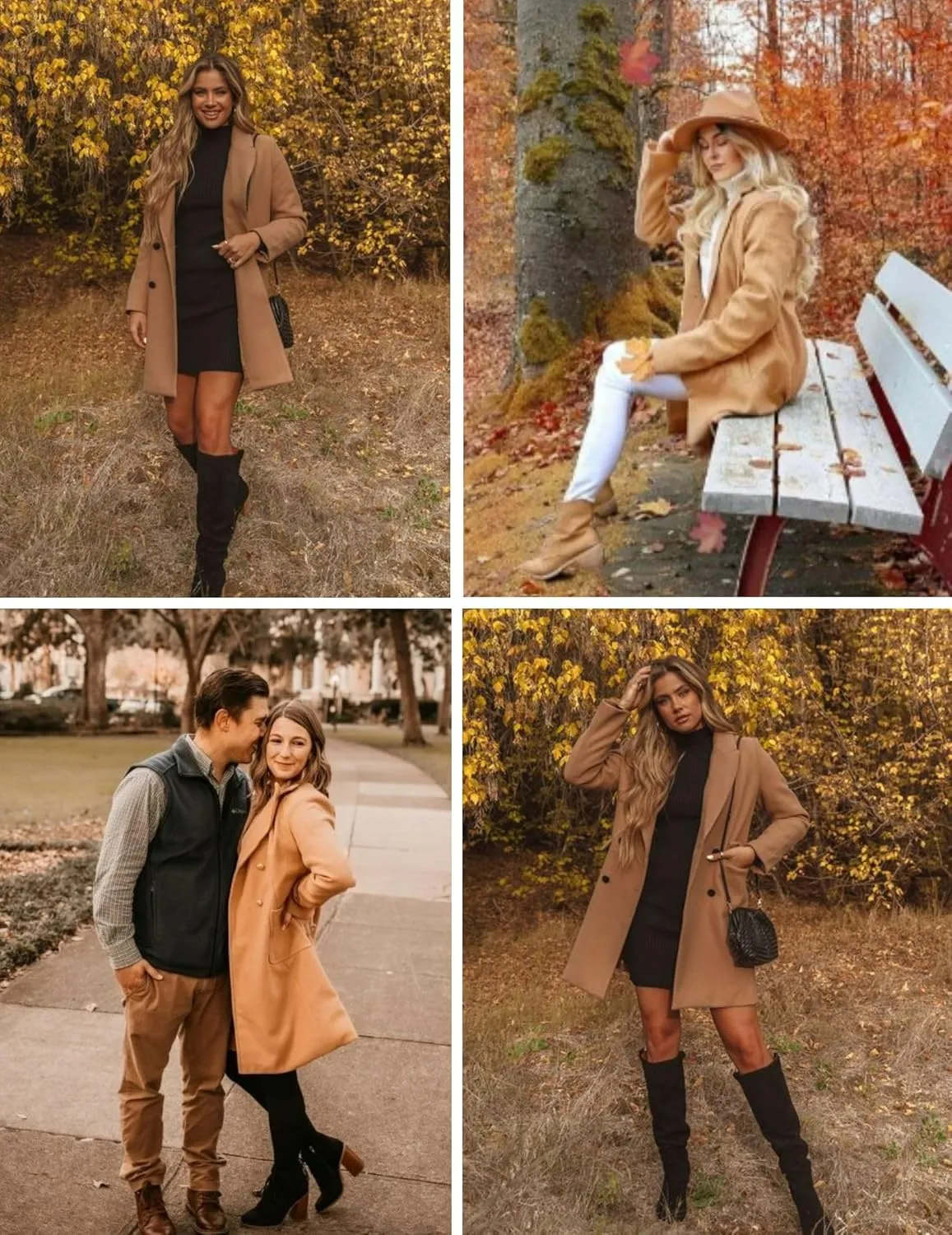 Zeagoo Women's Fashion Faux Fur Lapel Double-Breasted Thick Wool Trench Coat Winter Warm Jacket S-2XL