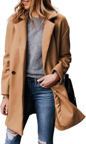 Zeagoo Women's Fashion Faux Fur Lapel Double-Breasted Thick Wool Trench Coat Winter Warm Jacket S-2XL